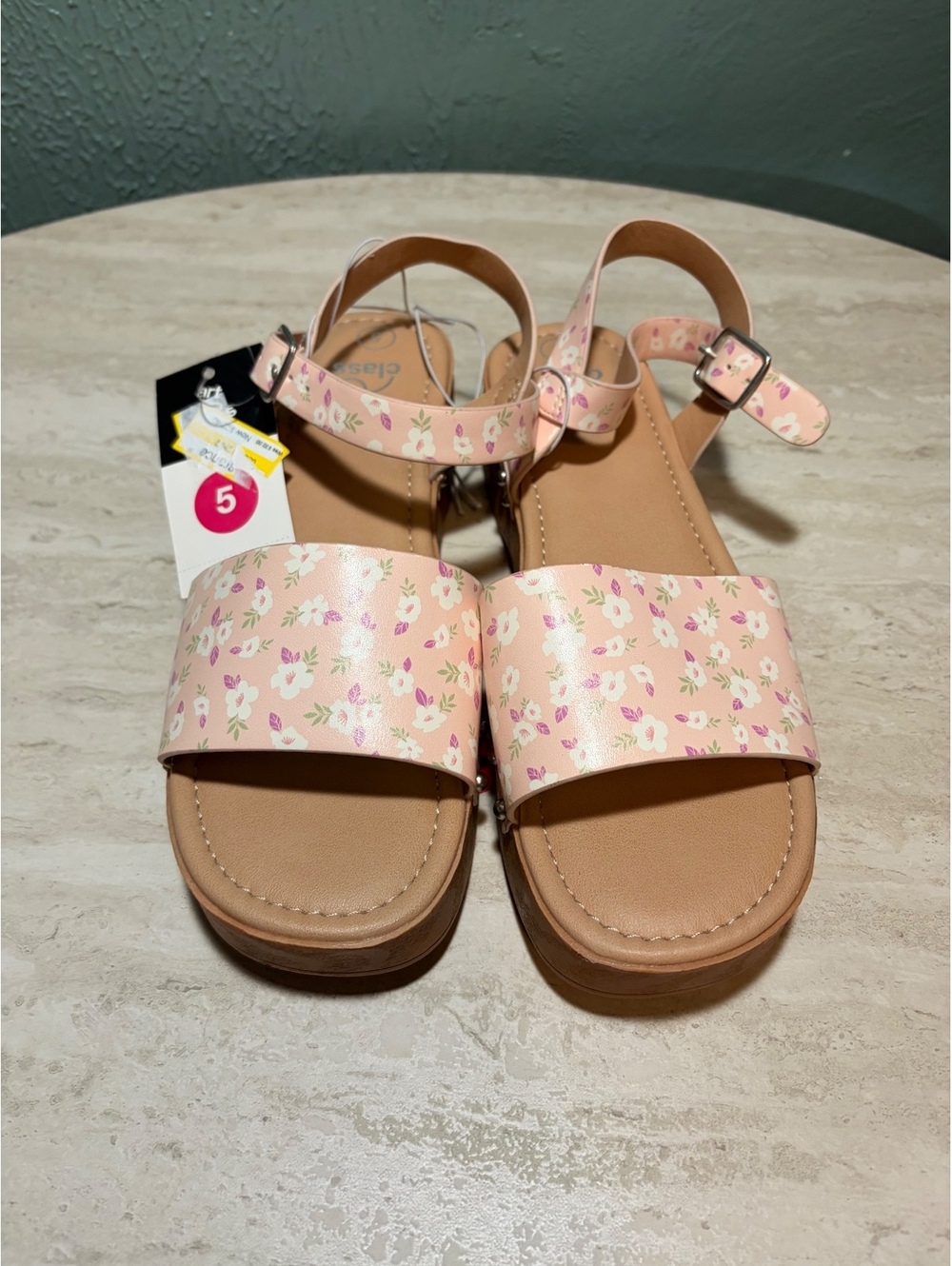 Cat & Jack Girls Floral Pink Strap Sandals Size 5